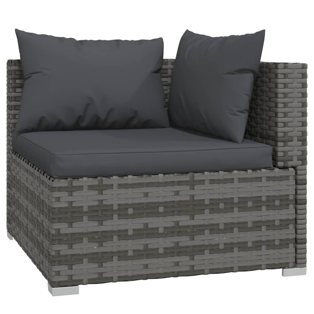 Helloshop26 - Salon de jardin meuble d'extérieur ensemble de mobilier 6 pièces avec coussins résine tressée gris - Imagen 3