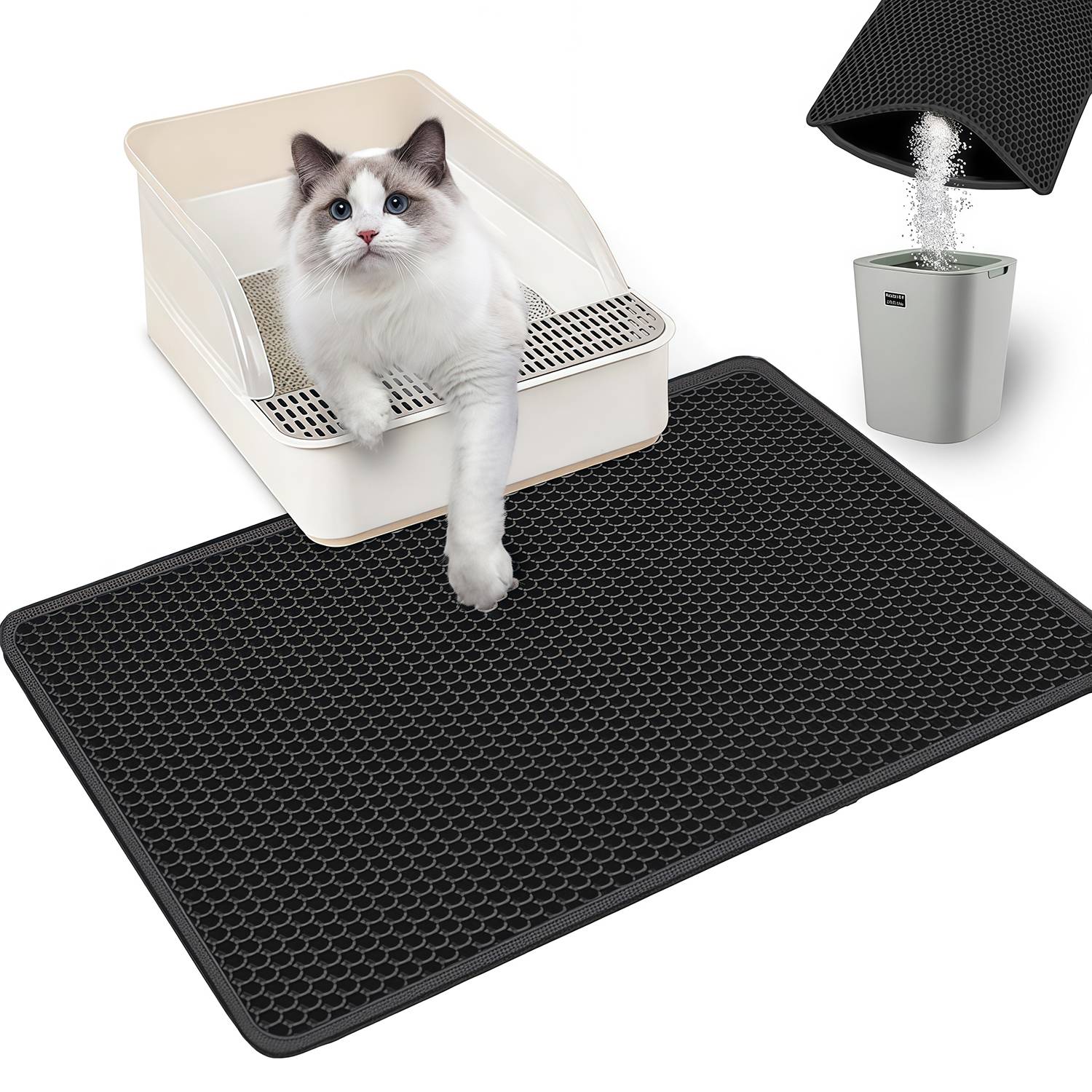 Tapis de Litière pour Chat à Double Couche en Nid d'Abeille - Image 1