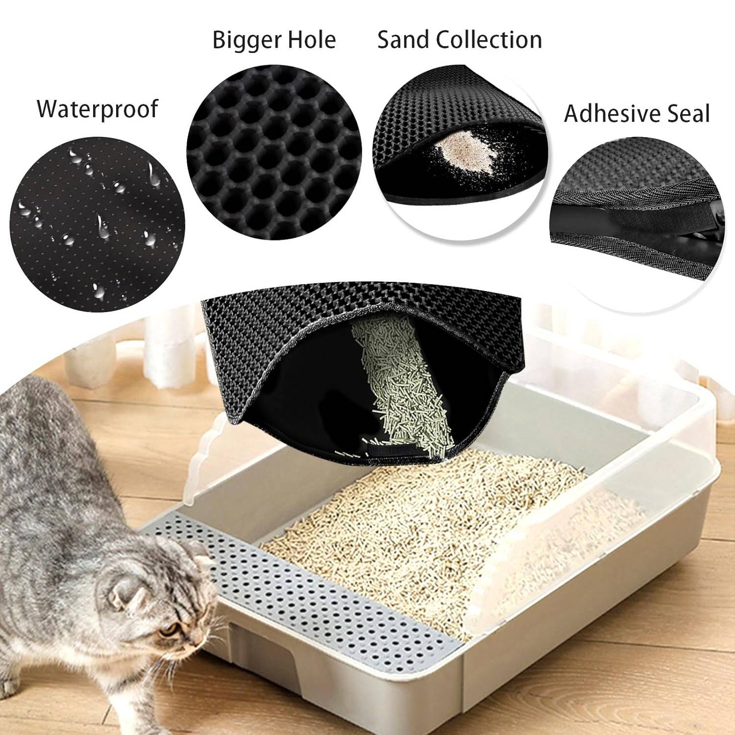 Tapis de Litière pour Chat à Double Couche en Nid d'Abeille - Image 5