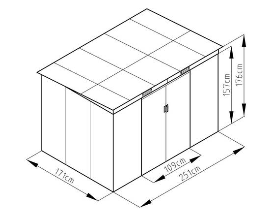 Abri de jardin métal toit plat 4,29 m2 Trigano + kit d'ancrage - Image 3
