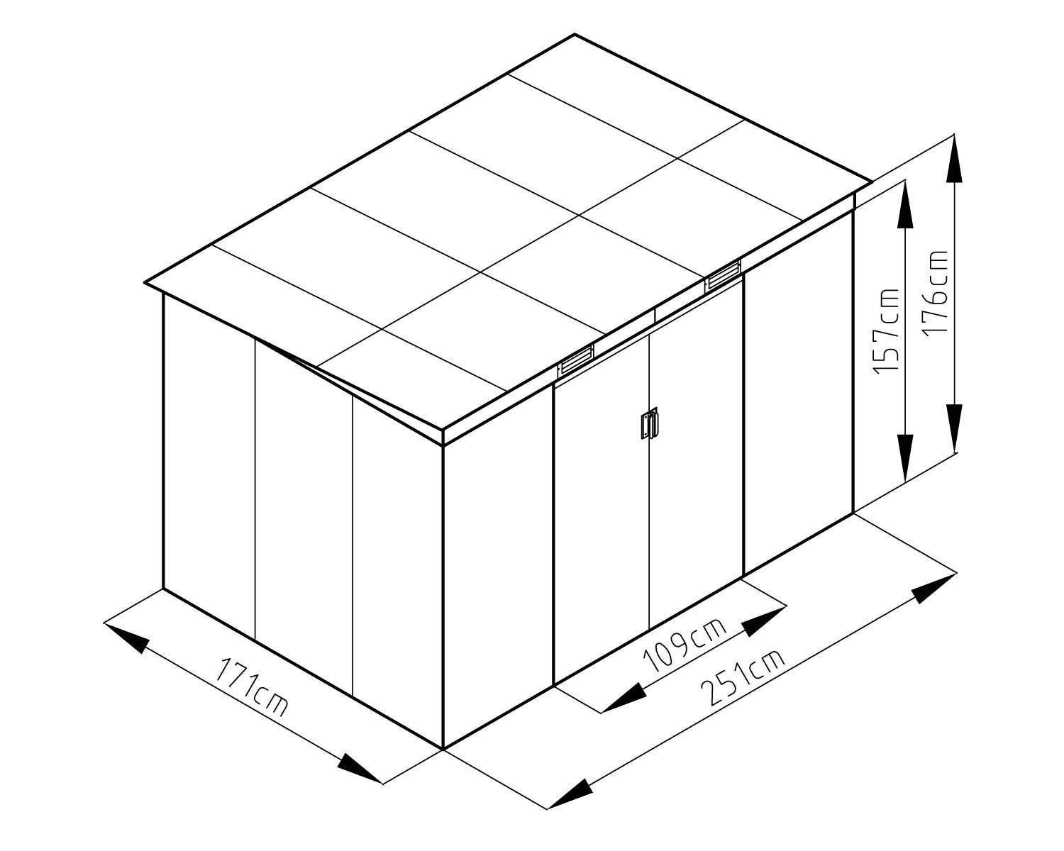 Abri de jardin métal toit plat 4,29 m2 Trigano + kit d'ancrage - Image 3