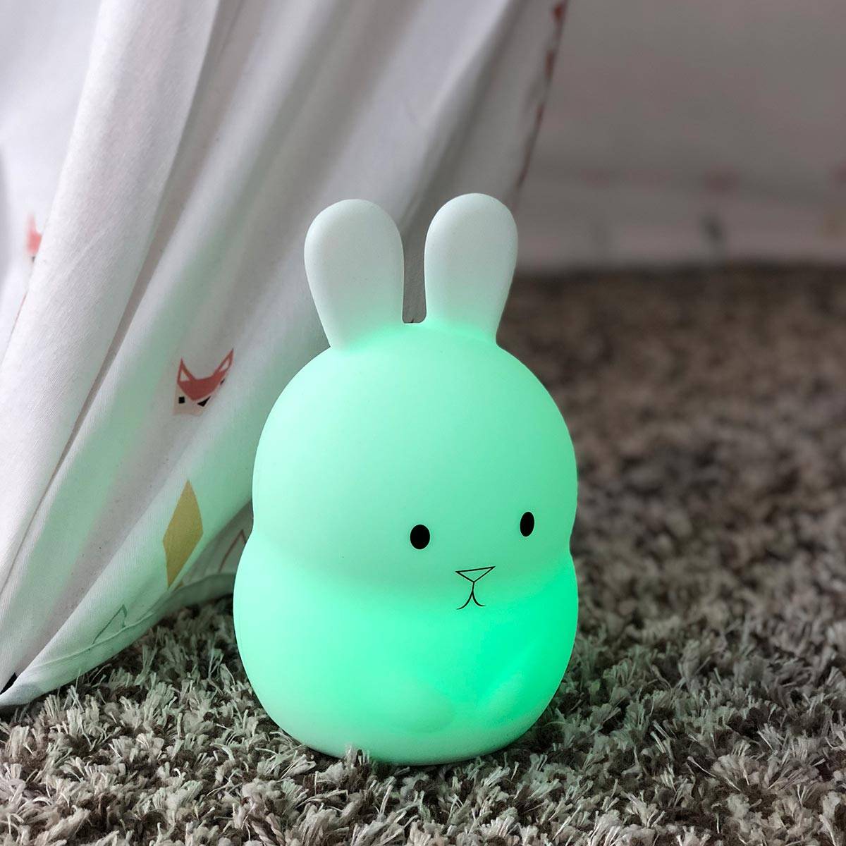 Lumisky - Veilleuse bébé lapin sans fil touch LED BUNNY Blanc Silicone H19CM - Imagen 2