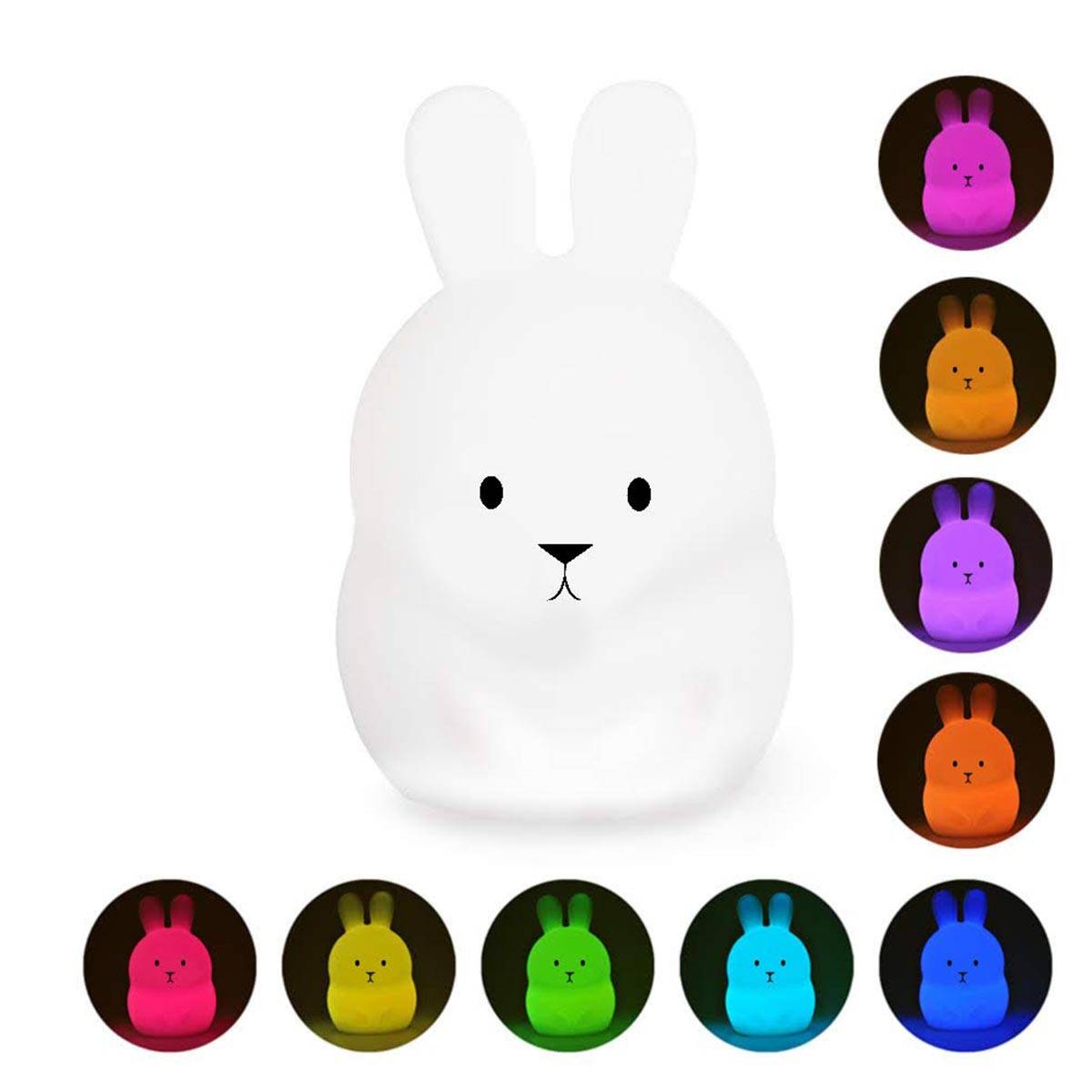 Lumisky - Veilleuse bébé lapin sans fil touch LED BUNNY Blanc Silicone H19CM - Imagen 4