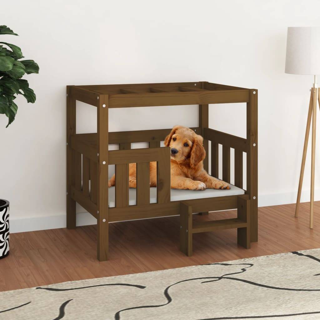 Vidaxl - Lit pour chien Marron miel 75,5x63,5x70 cm Bois de pin solide vidaXL 822380 - Imagen 1