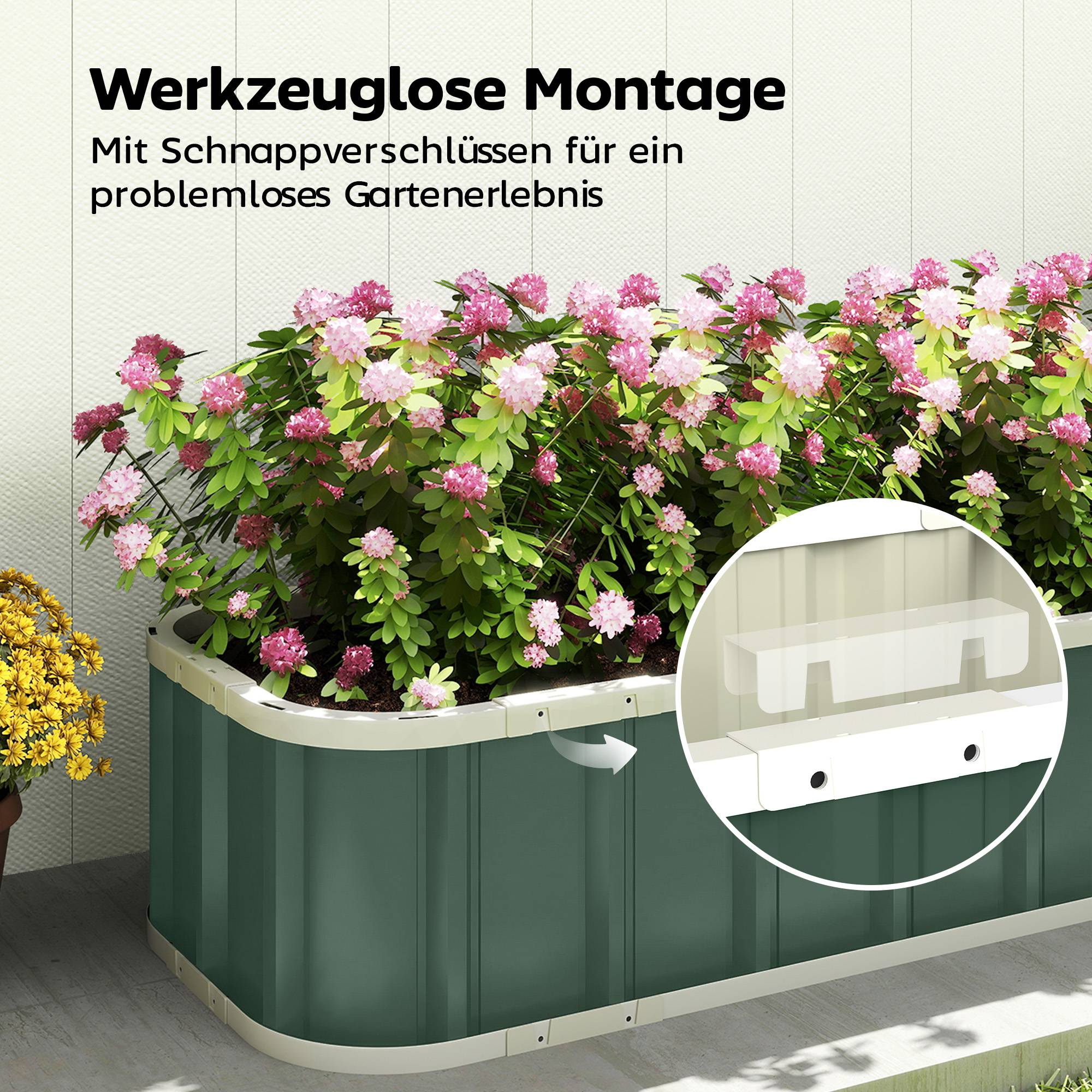 ComfortXL - Carré potager acier galvanisé extérieur bords pliés sans outil 136x52x31cm vert - ComfortXL Outdoor Living - Image 7