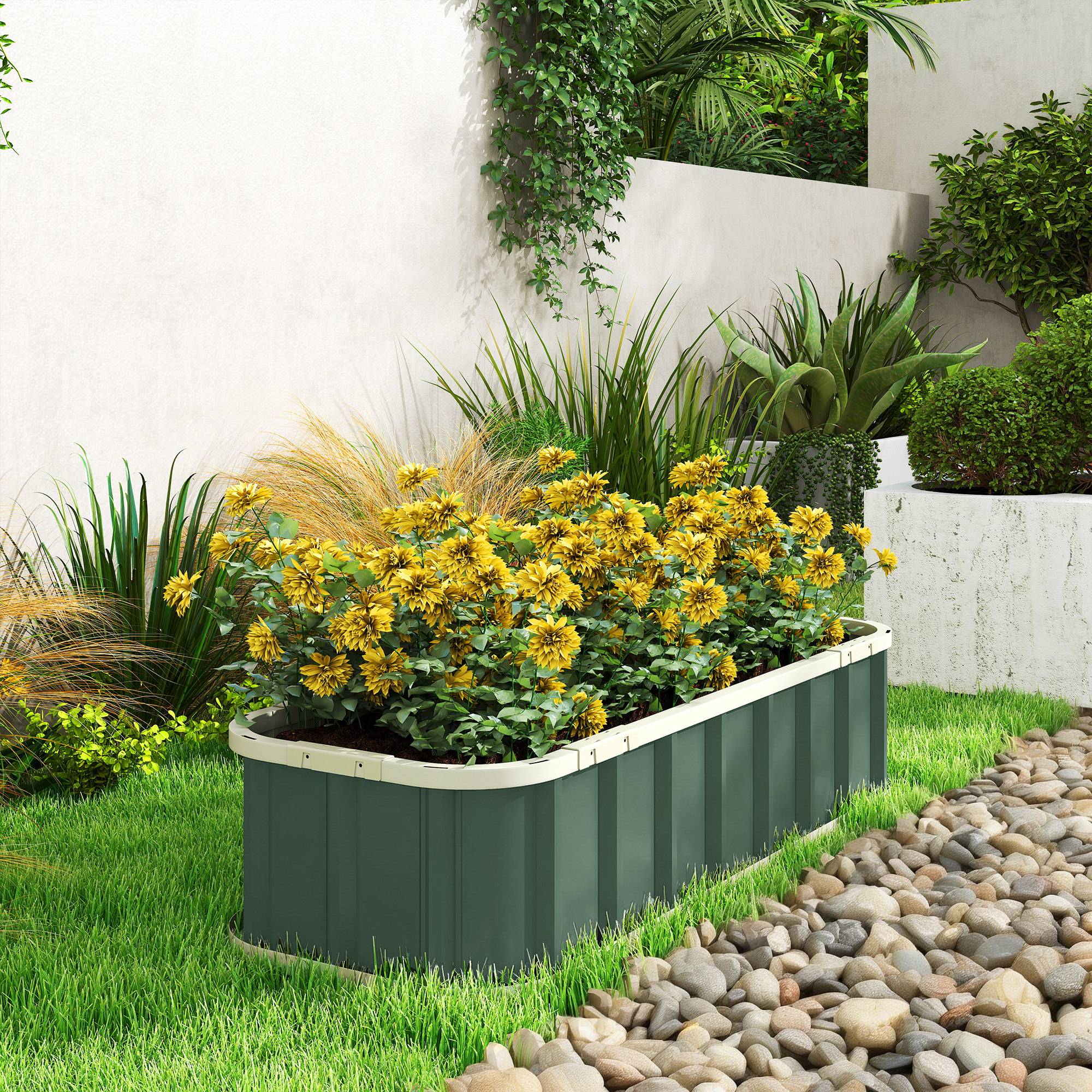 ComfortXL - Carré potager acier galvanisé extérieur bords pliés sans outil 136x52x31cm vert - ComfortXL Outdoor Living - Image 4