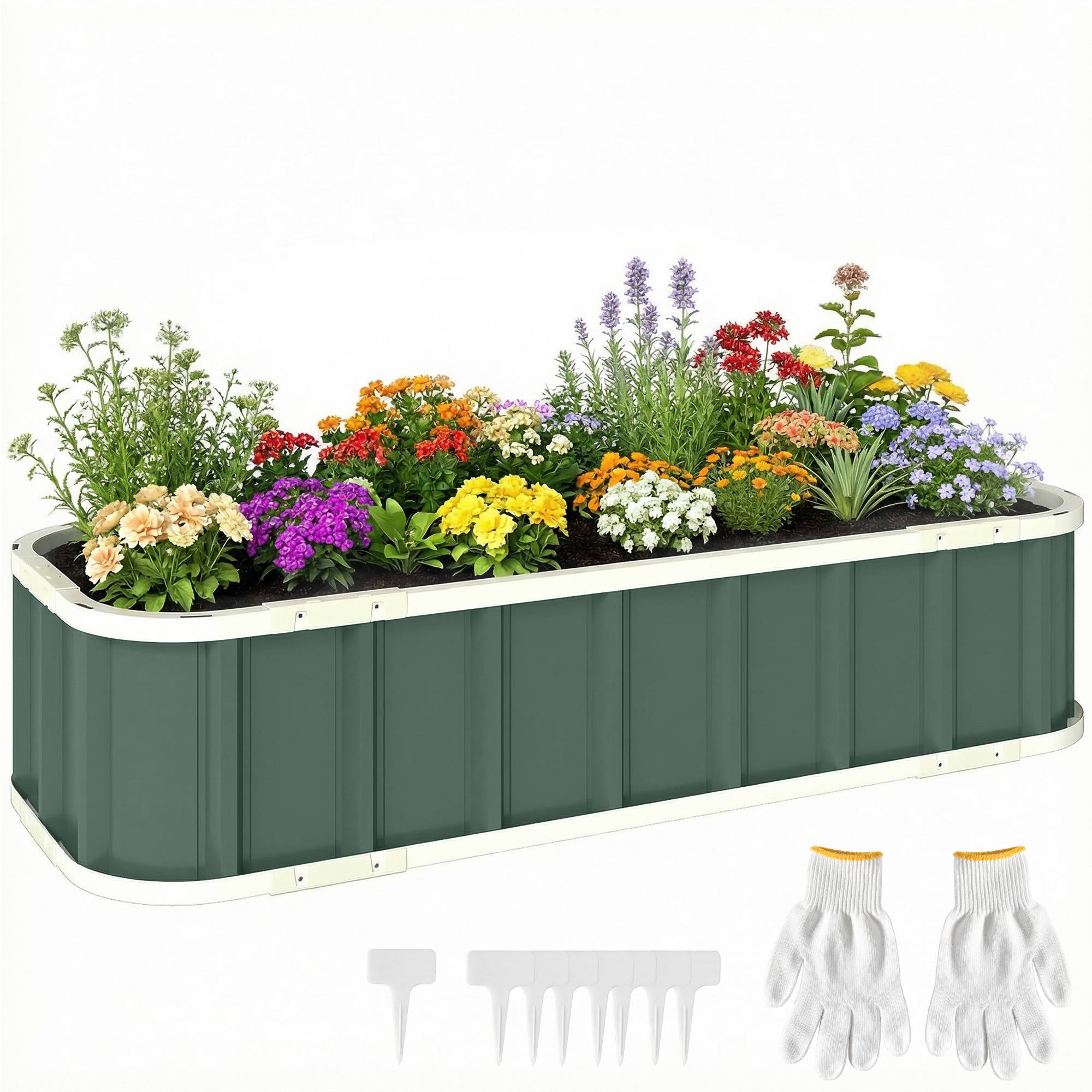 ComfortXL - Carré potager acier galvanisé extérieur bords pliés sans outil 136x52x31cm vert - ComfortXL Outdoor Living