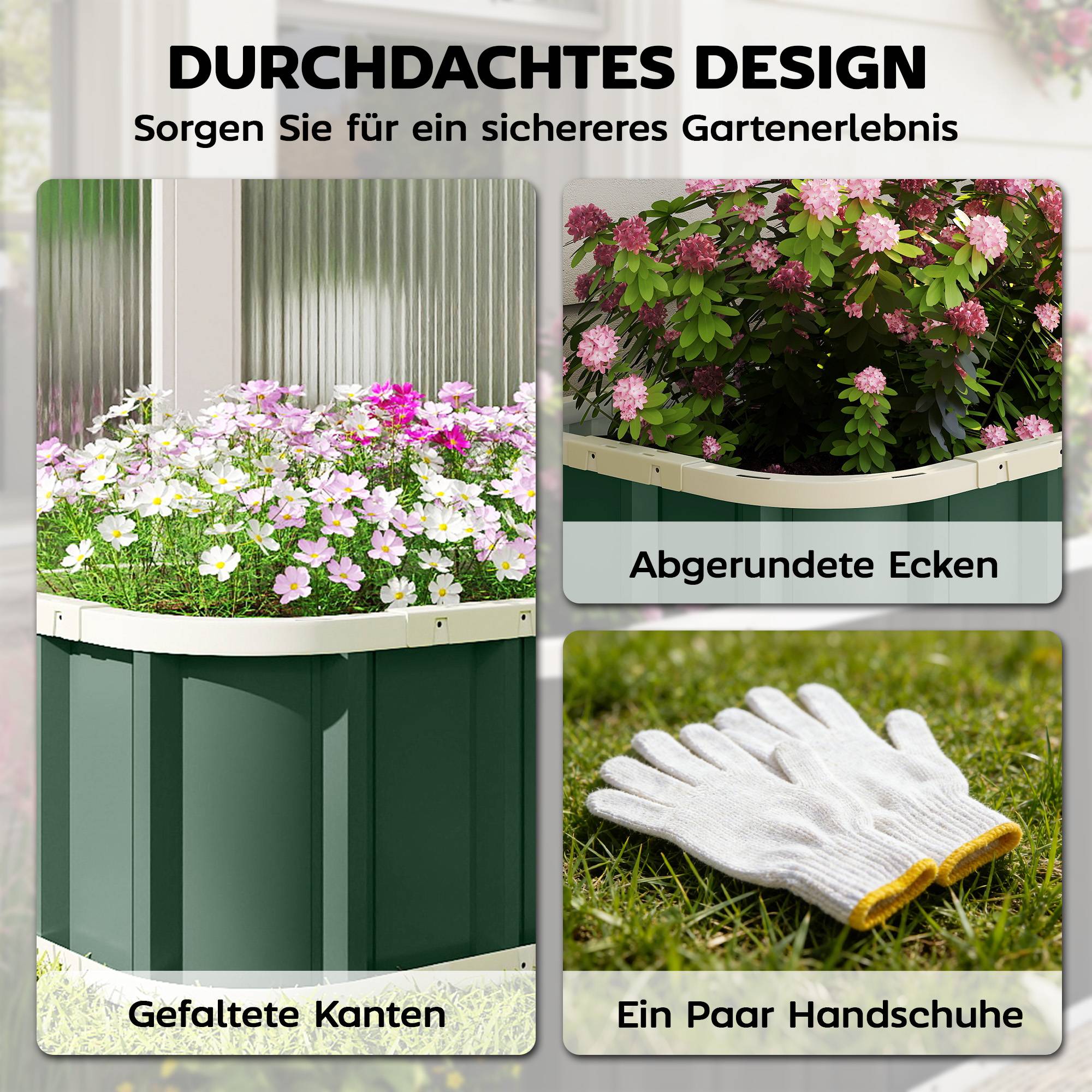 ComfortXL - Carré potager acier galvanisé extérieur bords pliés sans outil 136x52x31cm vert - ComfortXL Outdoor Living - Image 6