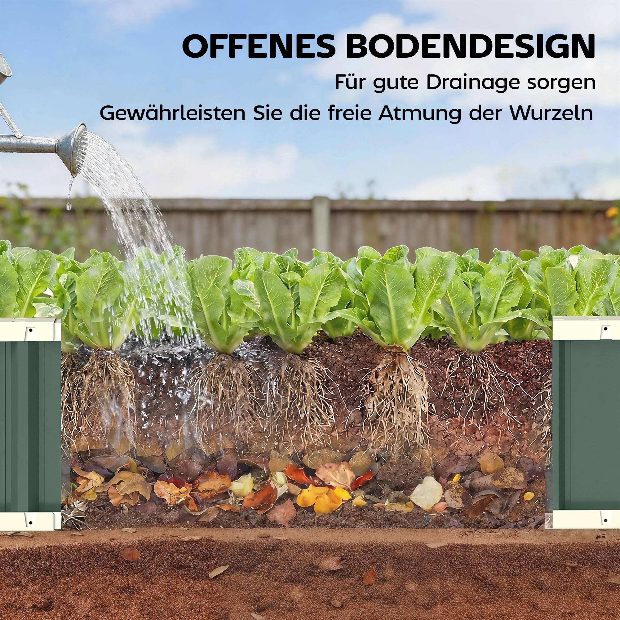 ComfortXL - Carré potager acier galvanisé extérieur bords pliés sans outil 136x52x31cm vert - ComfortXL Outdoor Living - Image 9
