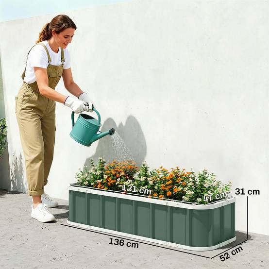 ComfortXL - Carré potager acier galvanisé extérieur bords pliés sans outil 136x52x31cm vert - ComfortXL Outdoor Living - Image 5