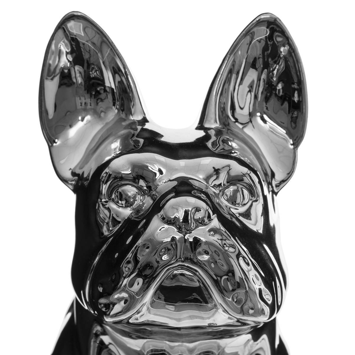 Atmosphera - Chien buldog Eden H.22cm céramique argent - Atmosphera Créateur d'intérieur - Imagen 3