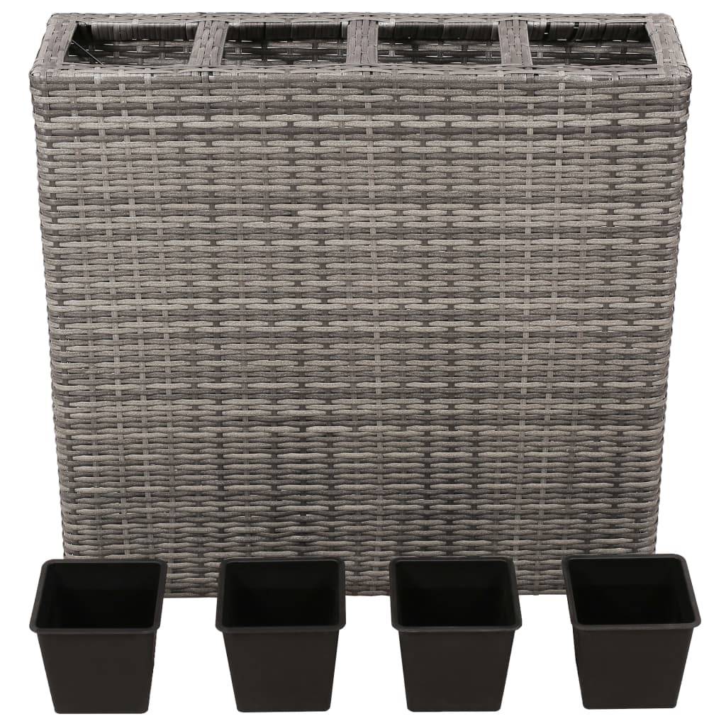 Helloshop26 - Jardinière lit surélevé plantes fleurs jardin avec 4 pots résine tressée gris - Imagen 2