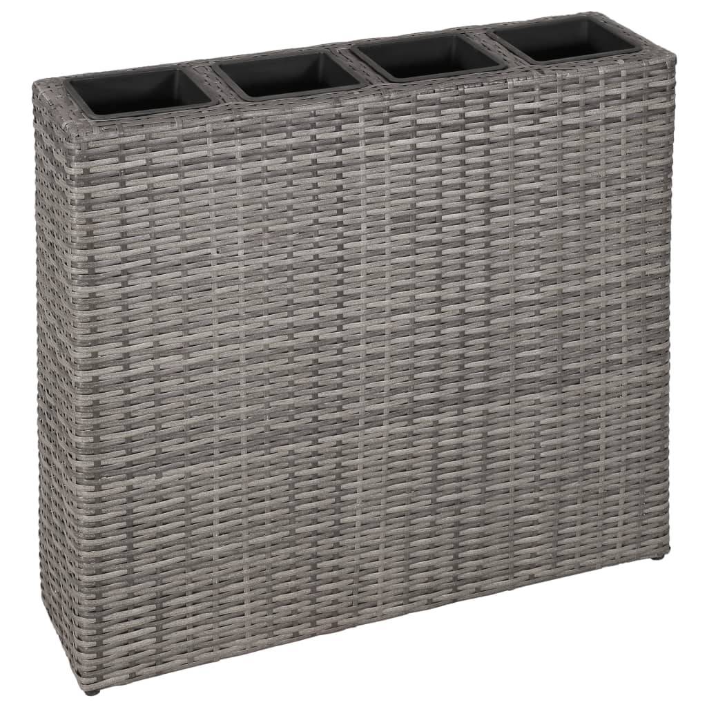 Helloshop26 - Jardinière lit surélevé plantes fleurs jardin avec 4 pots résine tressée gris - Imagen 1