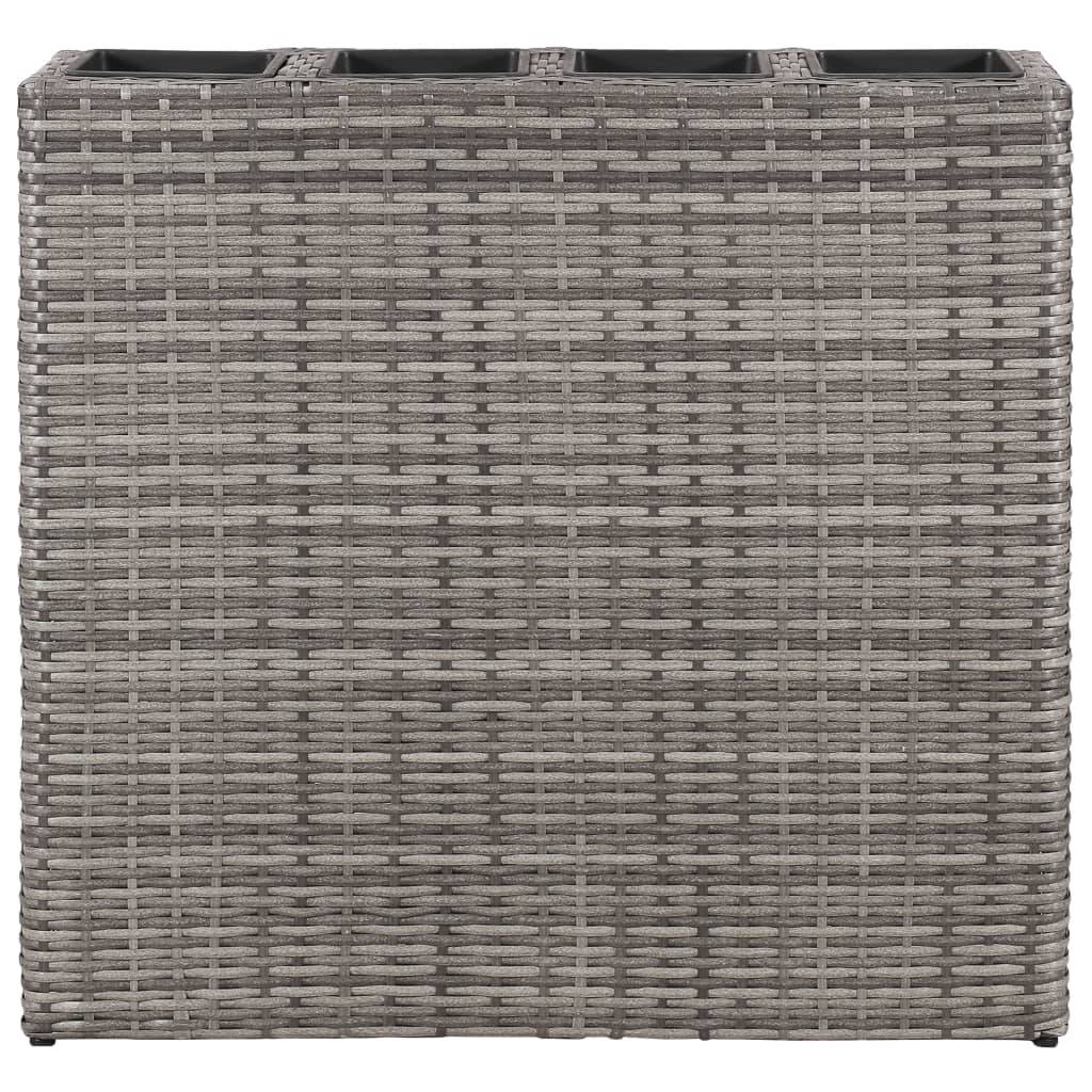 Helloshop26 - Jardinière lit surélevé plantes fleurs jardin avec 4 pots résine tressée gris - Imagen 3