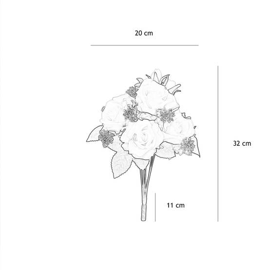 Ligne Deco - Bouquet artificiel de roses 32cm blanc lot de 2 - Image 4