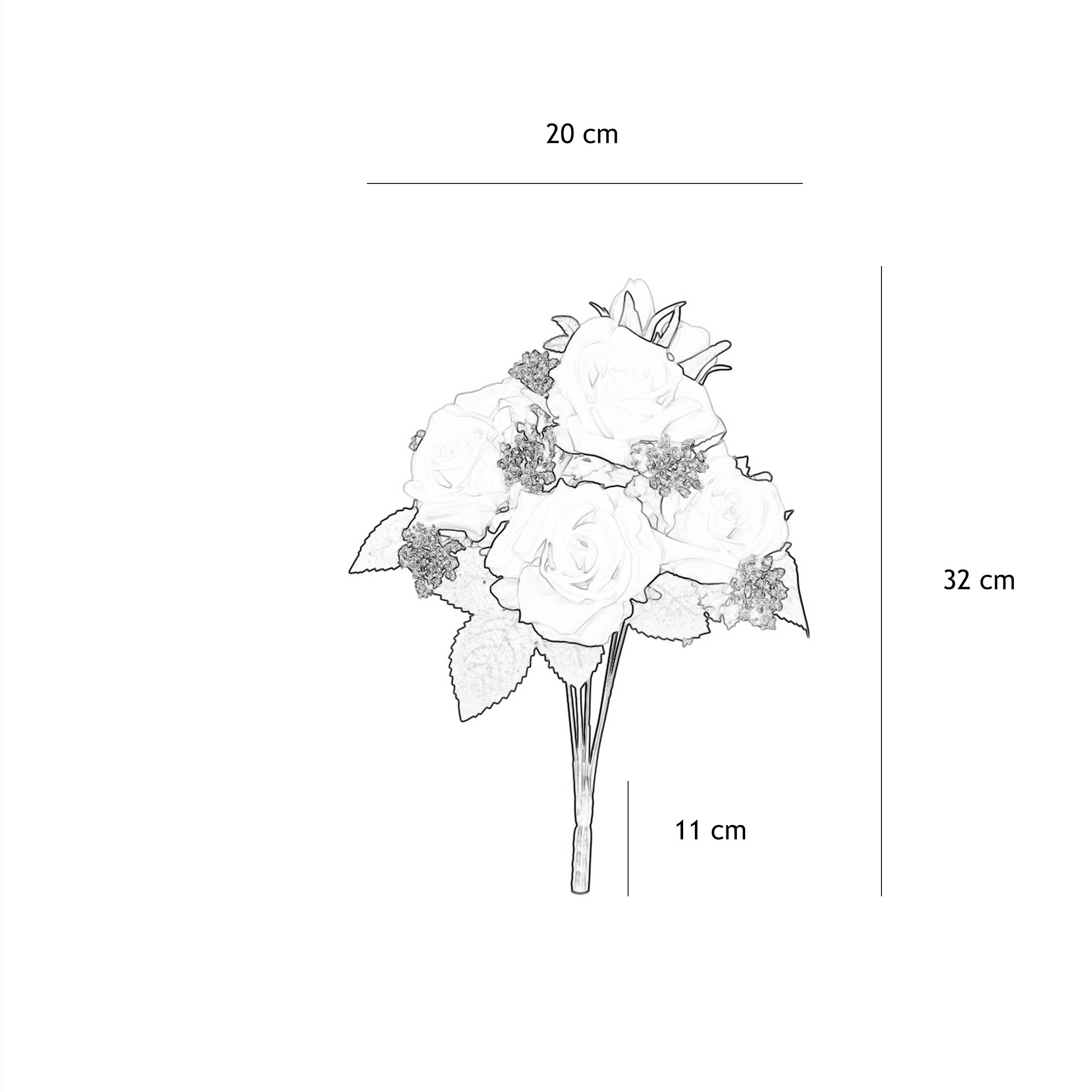 Ligne Deco - Bouquet artificiel de roses 32cm blanc lot de 2 - Image 4