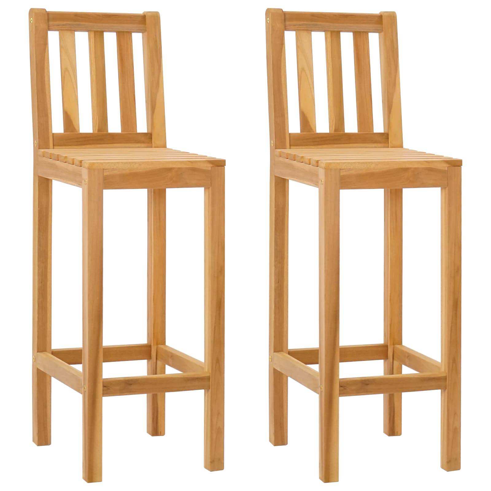 Tabourets de bar bois de teck naturel 35 x 45 x 110 cm - PANGIVO - Image 2