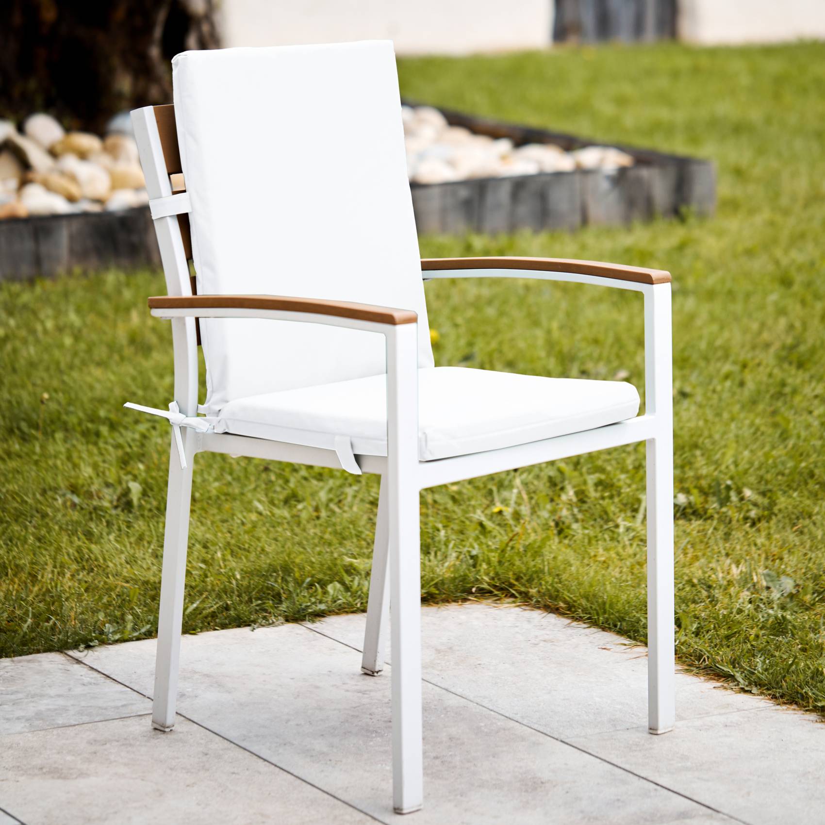 Home Maison - Coussin de fauteuil extérieur assise et dossier MINORQUE - HOME MAISON - Polyester - Blanc - Imagen 3