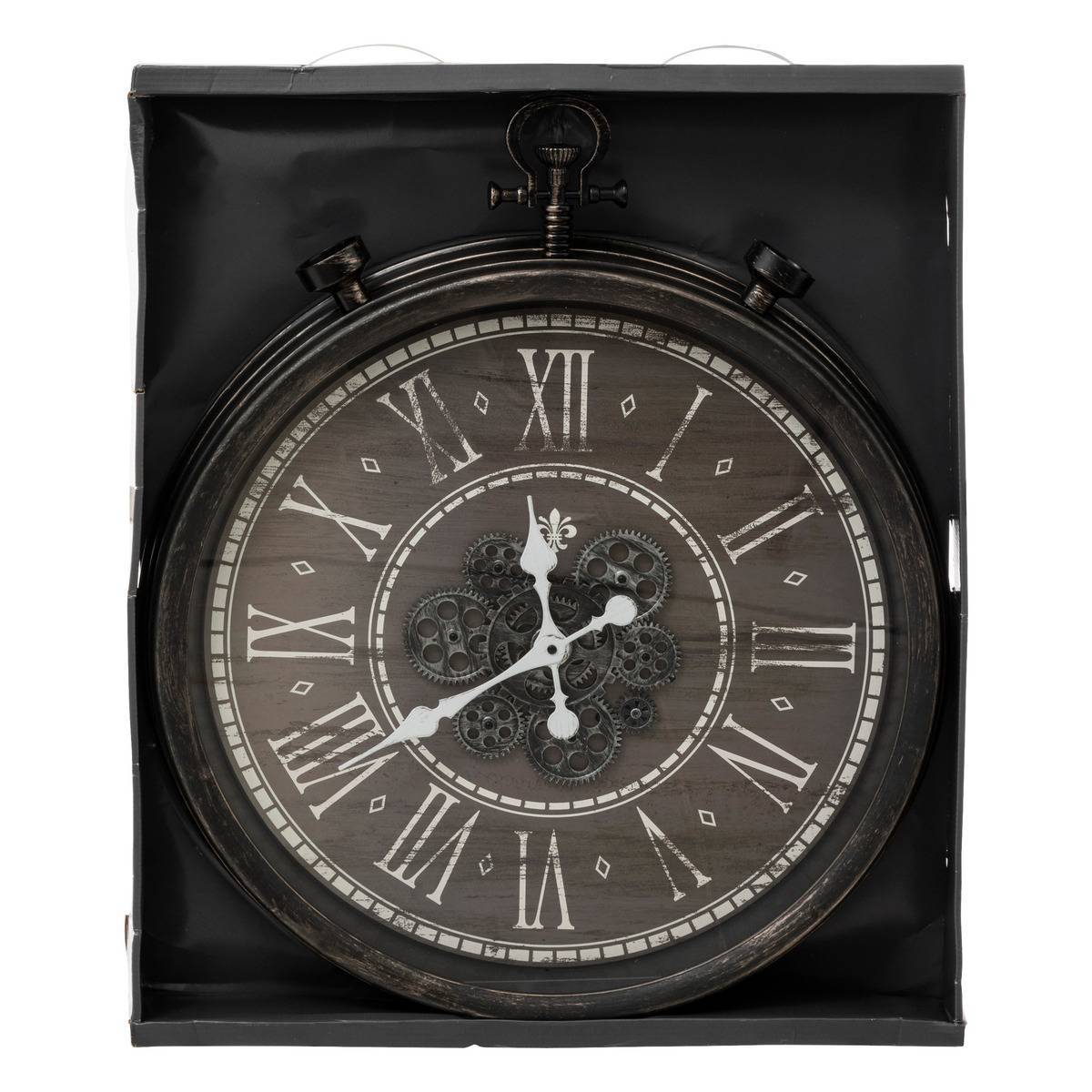 Atmosphera - Horloge mécanique "Azad" D60cm noir - Atmosphera Créateur d'intérieur - Image 3