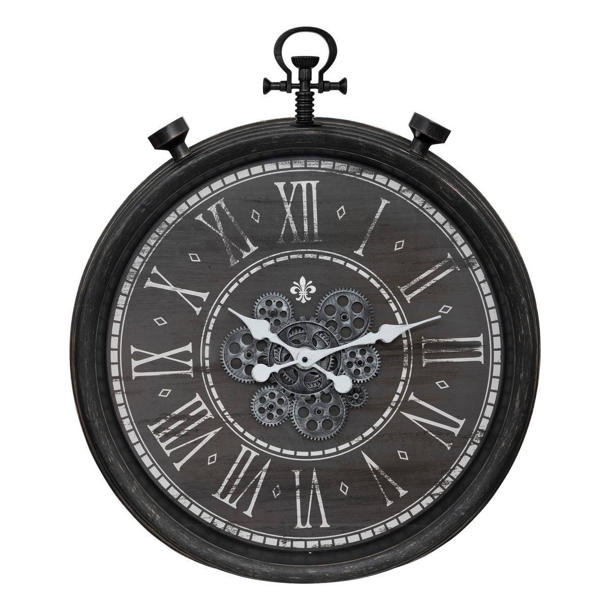 Atmosphera - Horloge mécanique "Azad" D60cm noir - Atmosphera Créateur d'intérieur - Image 2