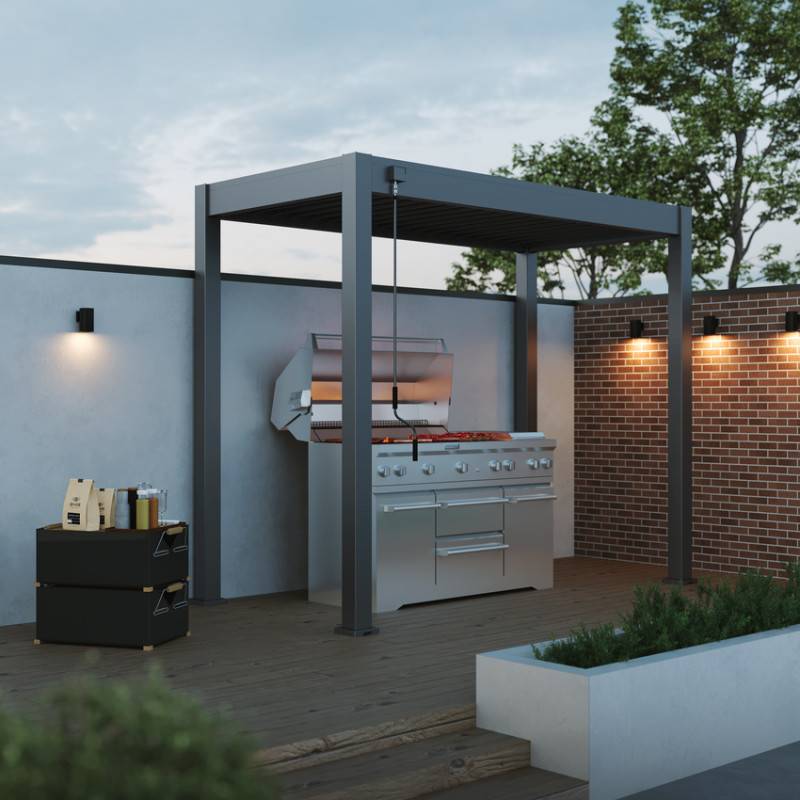 Ombrea - Pergola Barbecue Ombréa 3x1,5M autoportante - Anthracite - Image 1