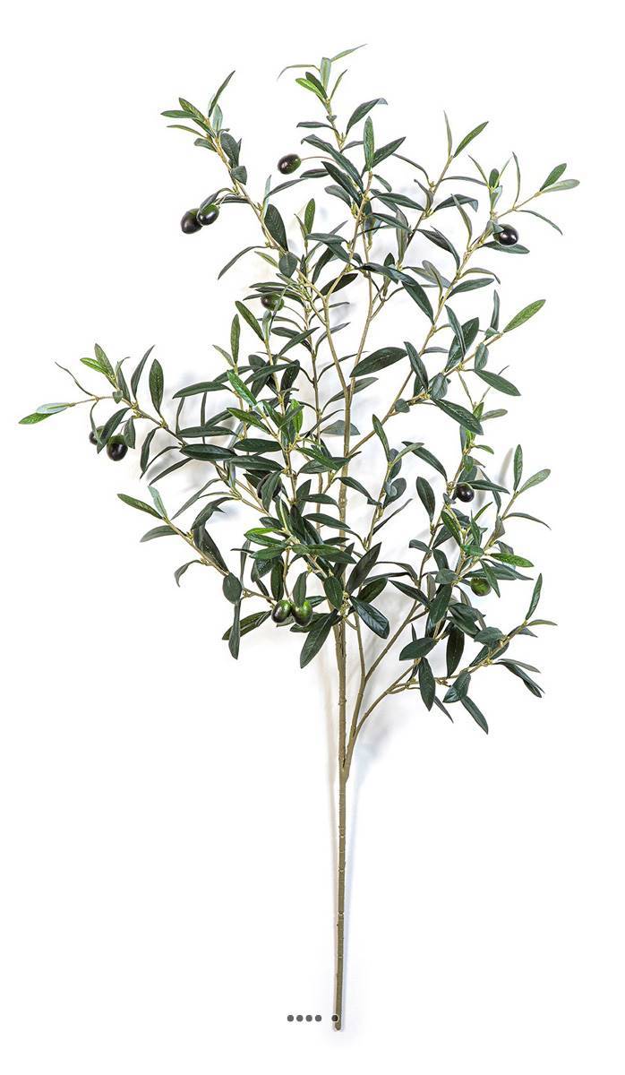 Artificielles - Branche d'olivier artificiel H 105 cm avec 306 feuilles tissu + 12 Olives D 40 cm - Image 1