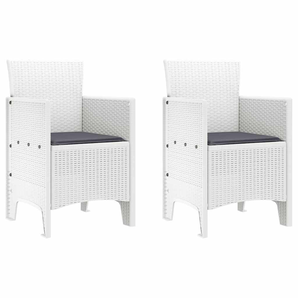 Lot De 2 Chaises De Jardin - Fauteuils De Jardin Blanc 53 x 49 x 85 cm PP - Image 1