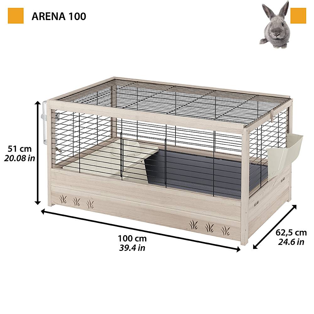 Ferplast - Ferplast Cage en bois FSC pour lapins ARENA 100, pour cochons d'inde, accessoires inclus - Imagen 2