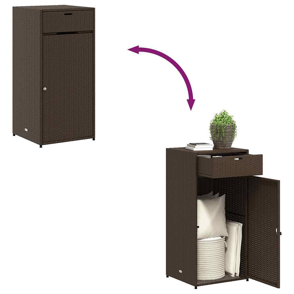 Meuble Rangement Vertical Polyrotin avec Porte et Tiroir pour Balcon Marron 55x55x111 cm – ComfortXL Outdoor Living - Image 10