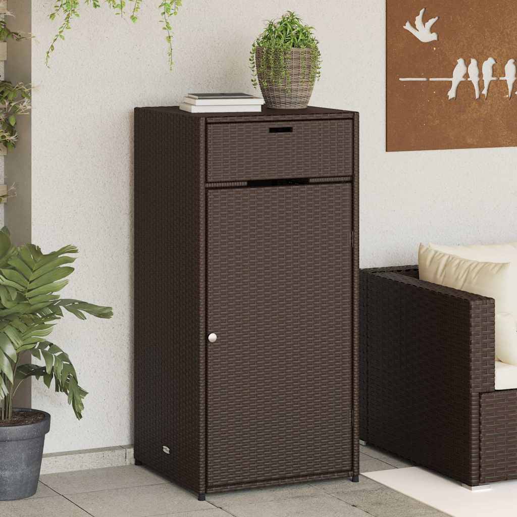 Meuble Rangement Vertical Polyrotin avec Porte et Tiroir pour Balcon Marron 55x55x111 cm – ComfortXL Outdoor Living - Image 1