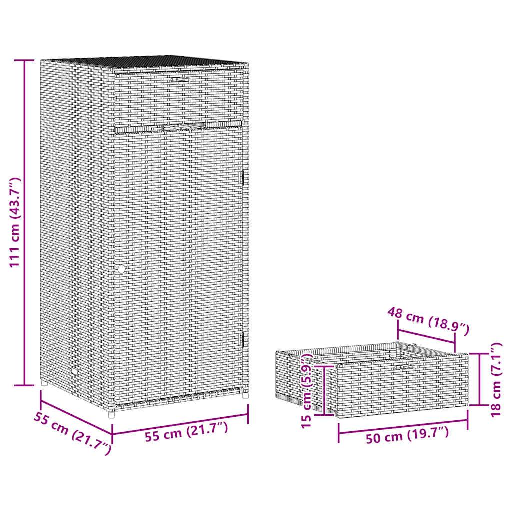 Meuble Rangement Vertical Polyrotin avec Porte et Tiroir pour Balcon Marron 55x55x111 cm – ComfortXL Outdoor Living - Image 6