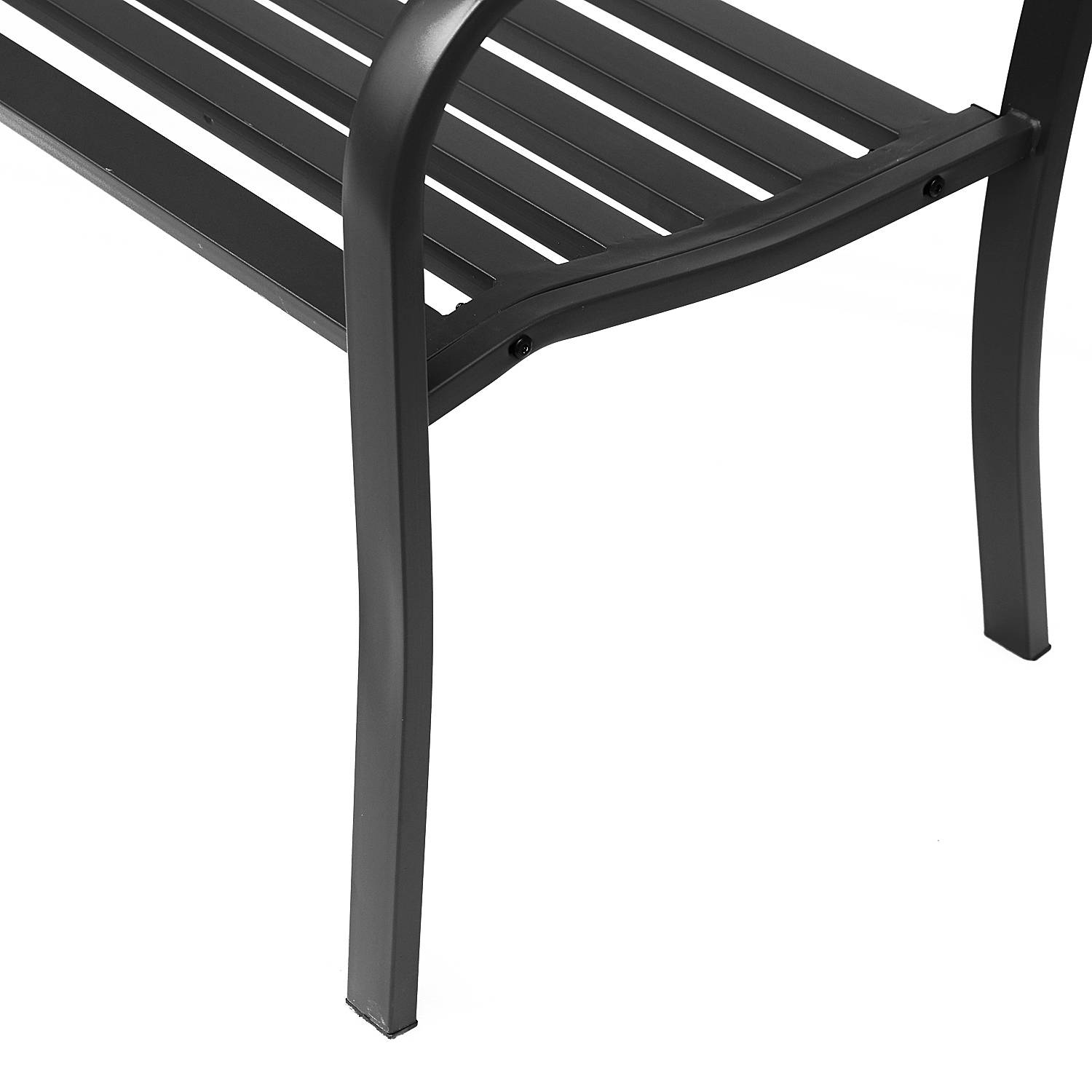 Outsunny - Banc 3 places de jardin terrasse style rural chic 127L x 60l x 85H cm métal époxy anticorrosion noir - Outsunny - Imagen 6