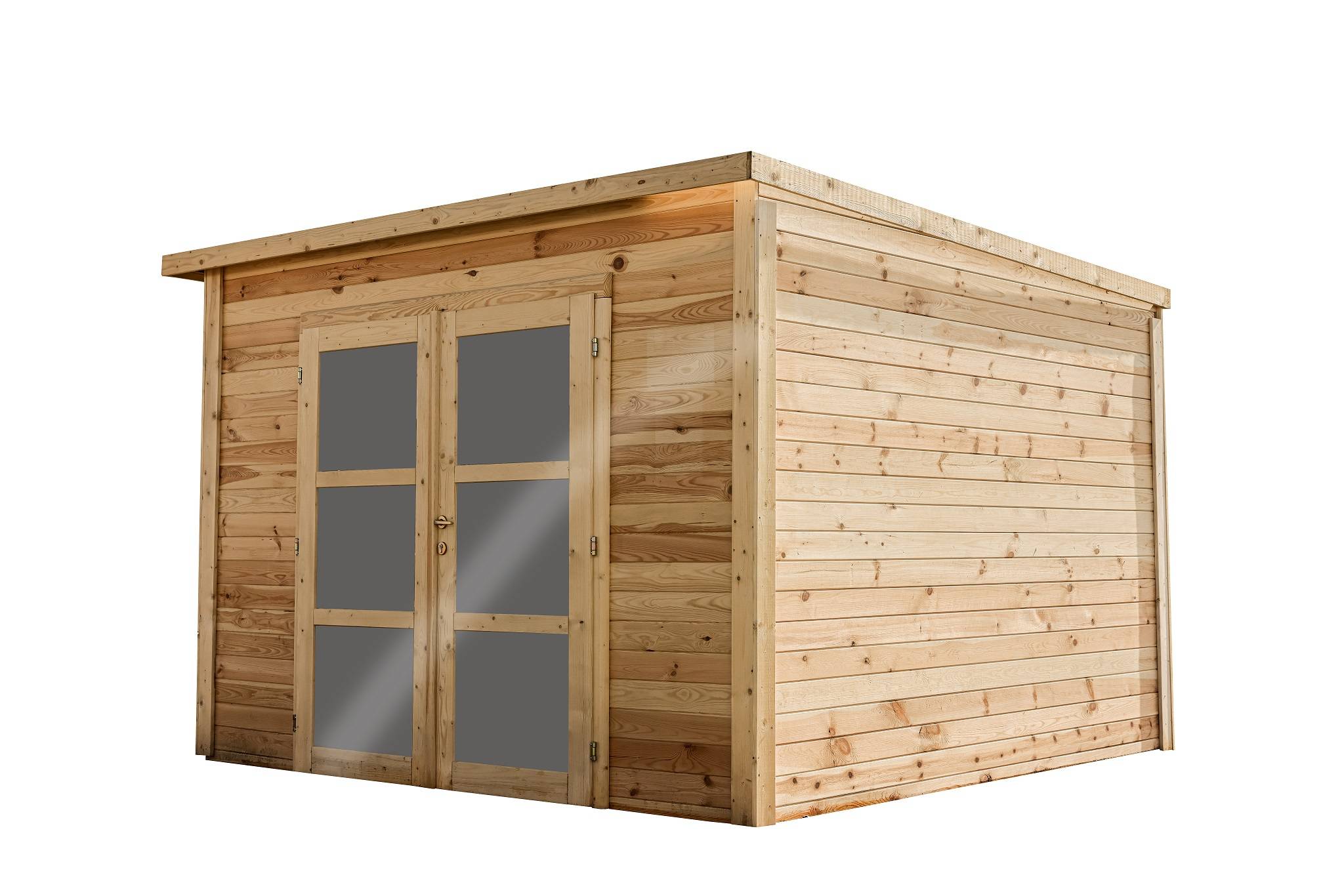 Habrita - Abri Madriers bois massif toit mono pente / 42 mm / surface extérieure : 10,36 m2 - Imagen 1