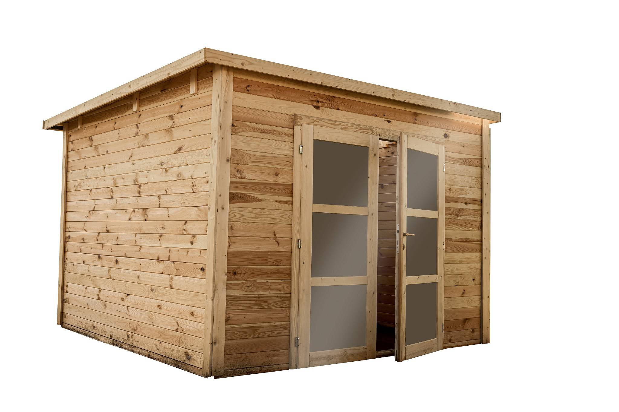 Habrita - Abri Madriers bois massif toit mono pente / 42 mm / surface extérieure : 10,36 m2 - Imagen 4