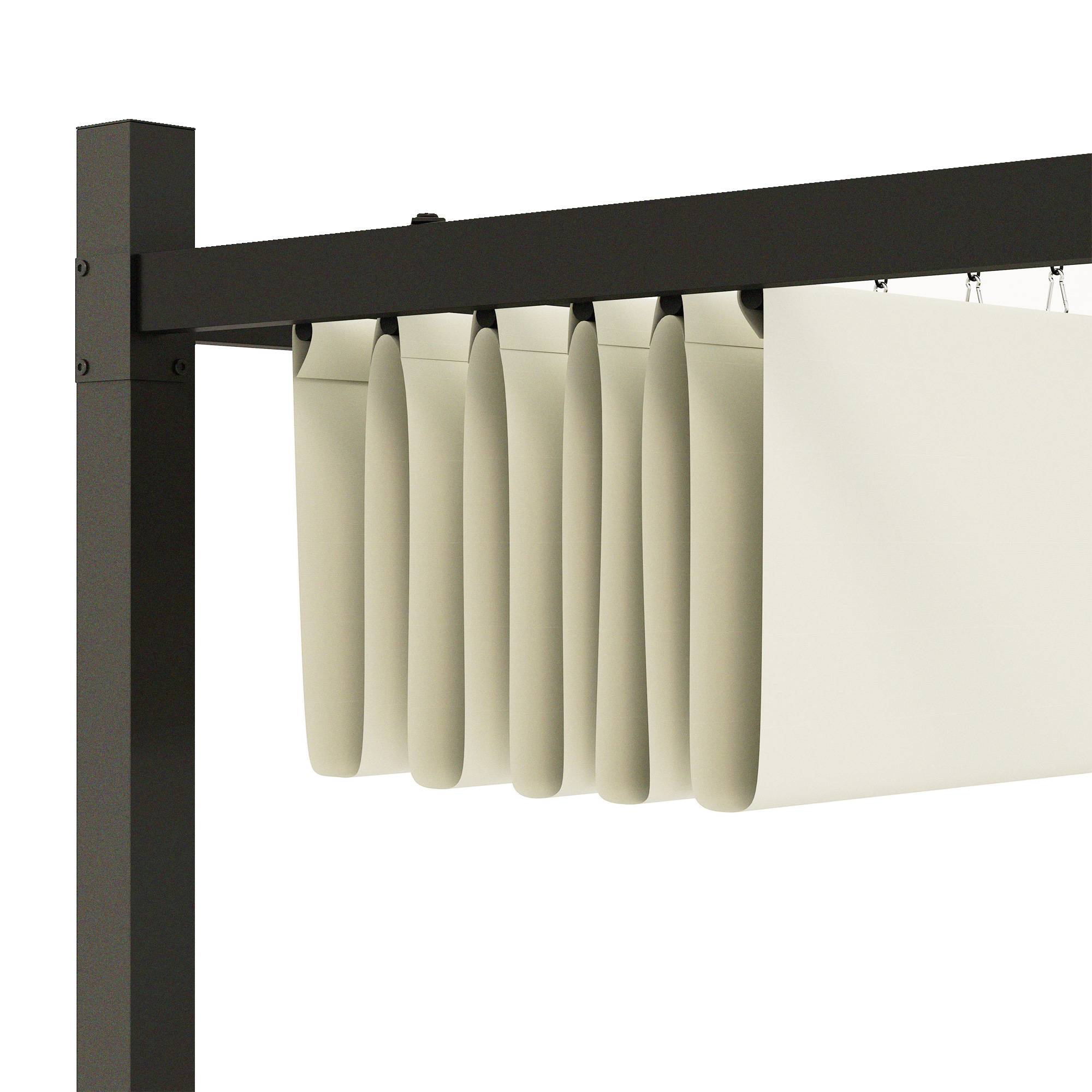 Pergola métal polyester jardin toit coulissant aimanté anti-UV 298x298cm beige - ComfortXL Outdoor Living - Image 10