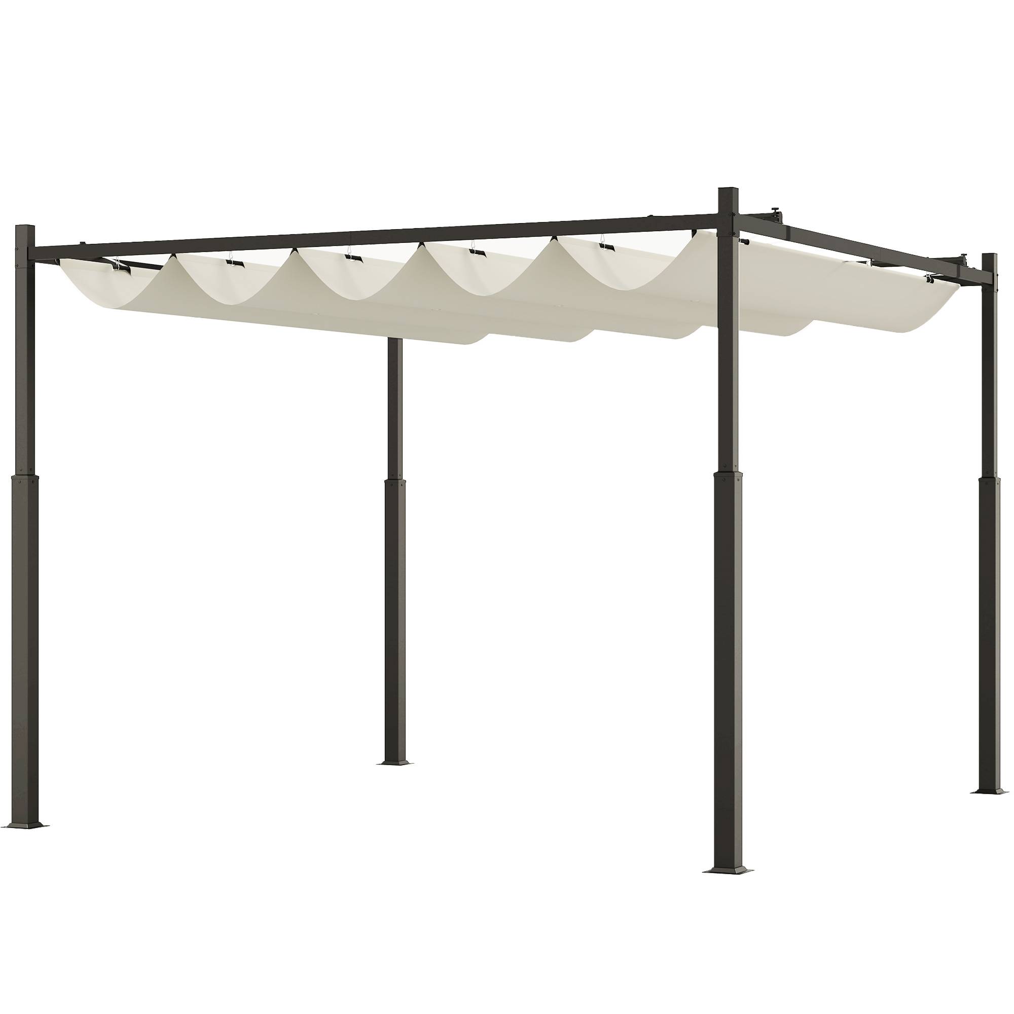Pergola métal polyester jardin toit coulissant aimanté anti-UV 298x298cm beige - ComfortXL Outdoor Living - Image 2