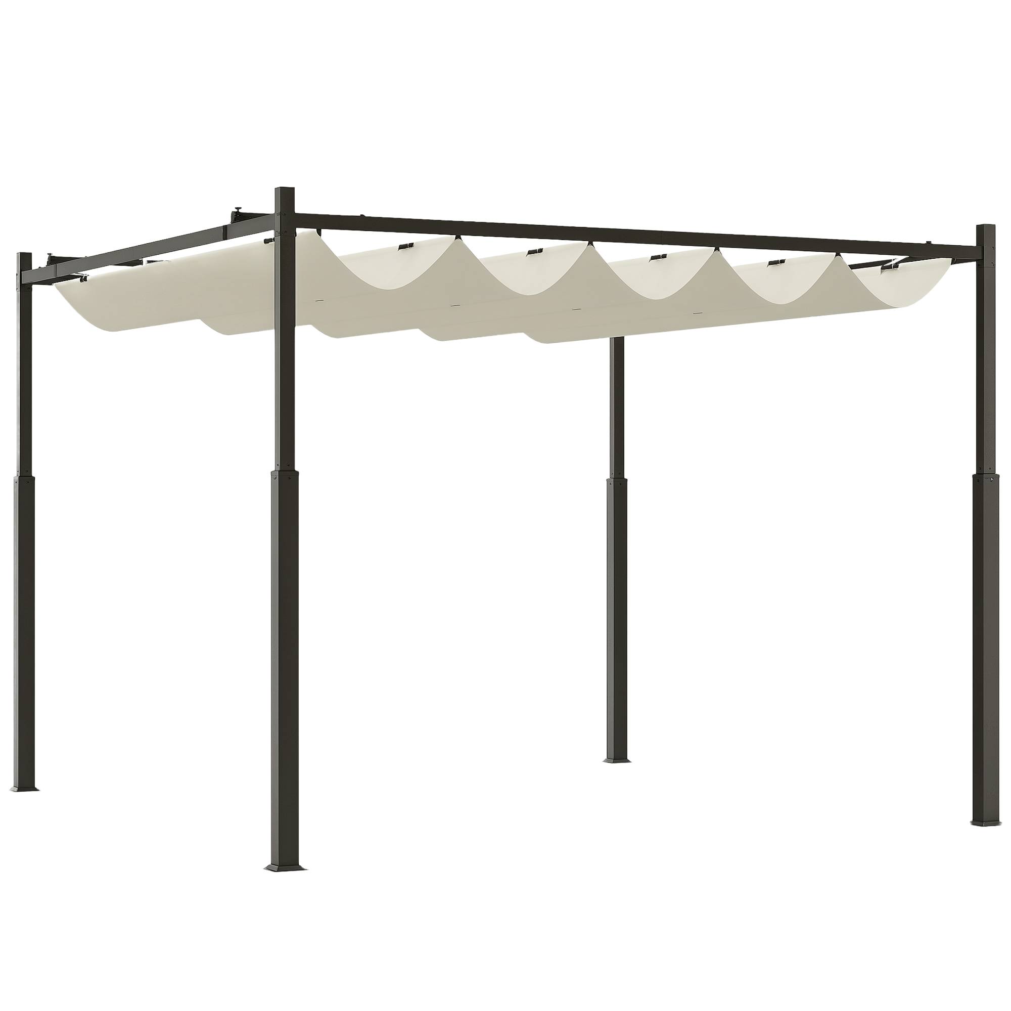 Pergola métal polyester jardin toit coulissant aimanté anti-UV 298x298cm beige - ComfortXL Outdoor Living - Image 1