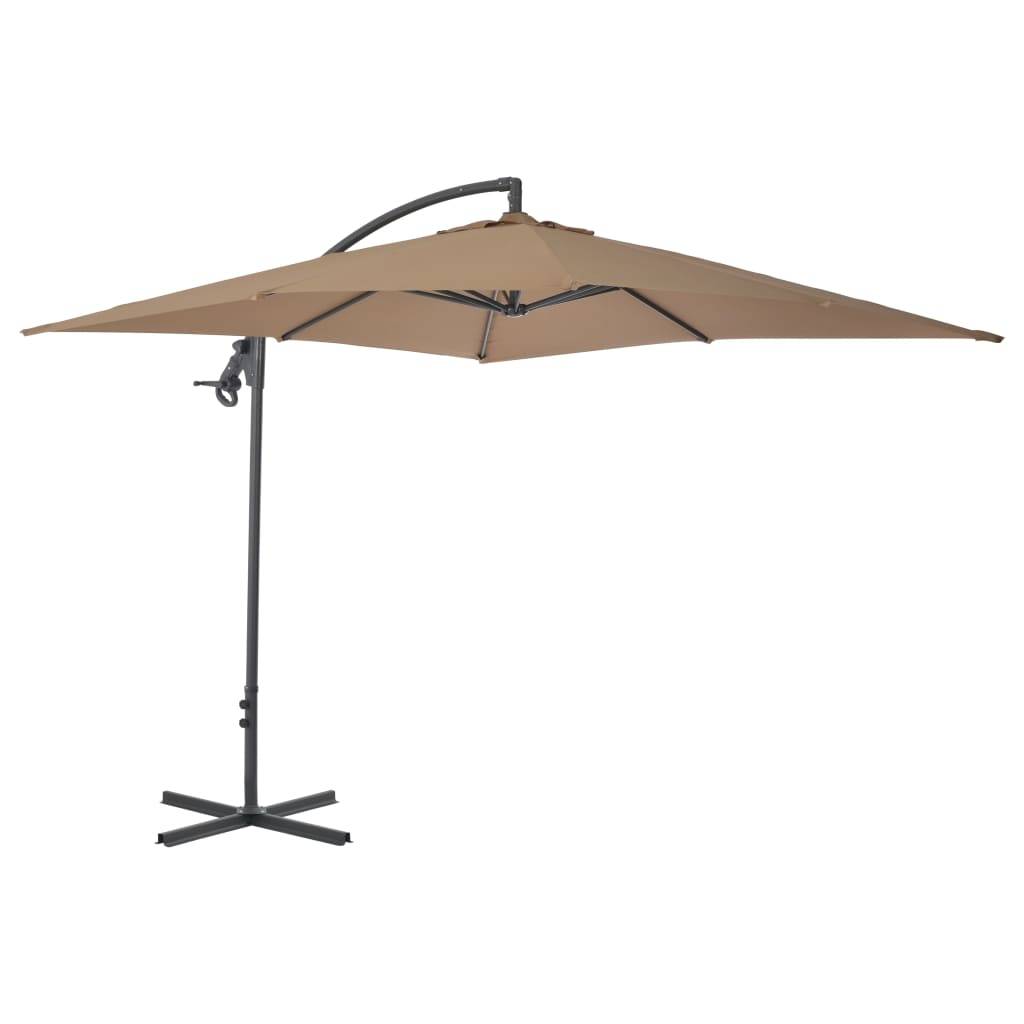 Helloshop26 - Parasol meuble de jardin en porte-à-faux avec poteau en acier 250 x 250 cm taupe - Imagen 3