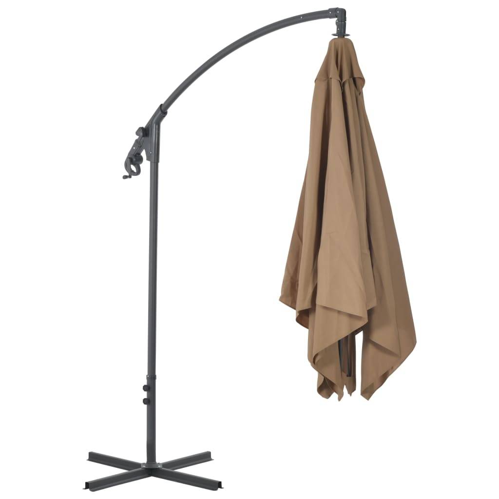 Helloshop26 - Parasol meuble de jardin en porte-à-faux avec poteau en acier 250 x 250 cm taupe - Imagen 6
