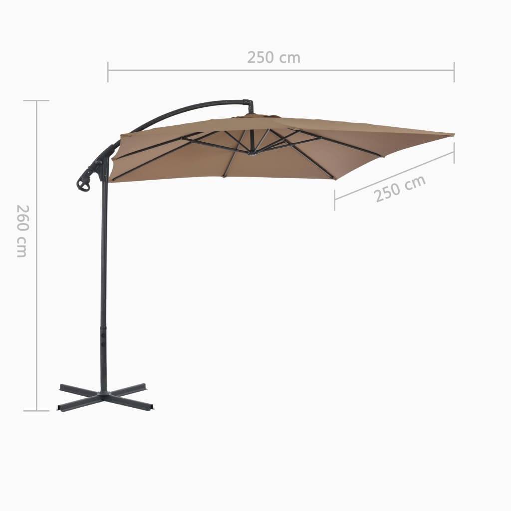 Helloshop26 - Parasol meuble de jardin en porte-à-faux avec poteau en acier 250 x 250 cm taupe - Imagen 8