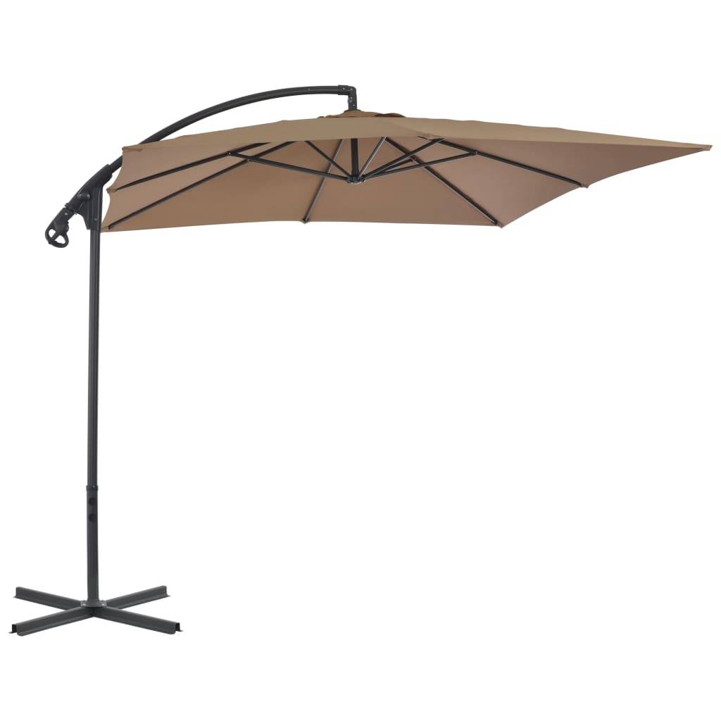 Helloshop26 - Parasol meuble de jardin en porte-à-faux avec poteau en acier 250 x 250 cm taupe - Imagen 1