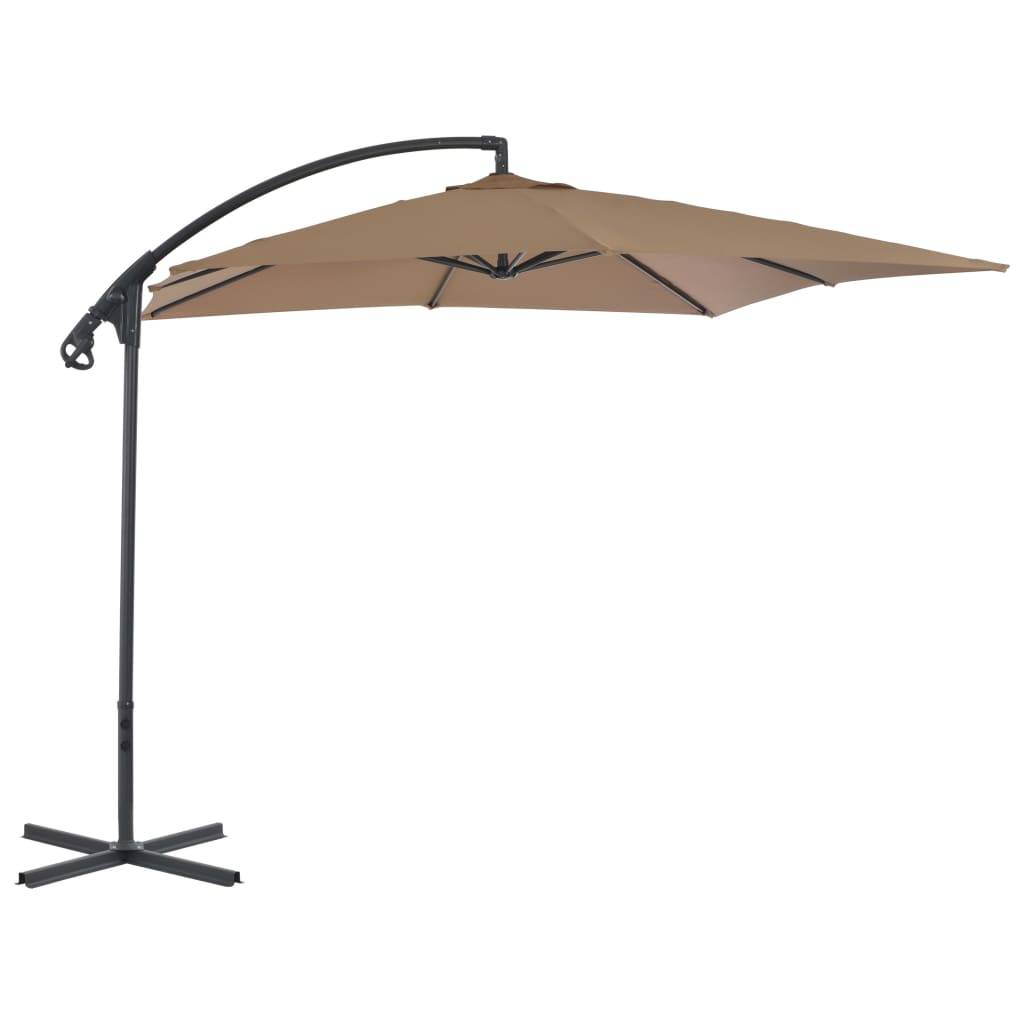 Helloshop26 - Parasol meuble de jardin en porte-à-faux avec poteau en acier 250 x 250 cm taupe - Imagen 2
