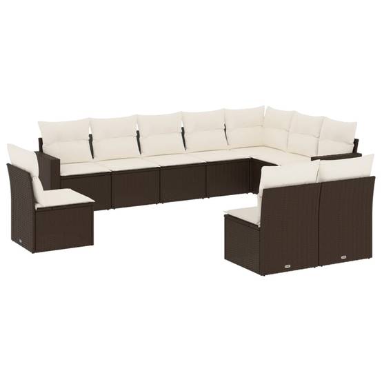 Salon de jardin bas 10 places Résine Tressée Marron avec Rangement pour Terrasse et Balcon – ComfortXL Outdoor Living - Image 2