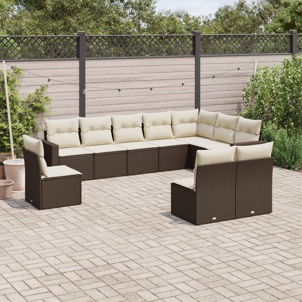 Salon de jardin bas 10 places Résine Tressée Marron avec Rangement pour Terrasse et Balcon – ComfortXL Outdoor Living - Image 1