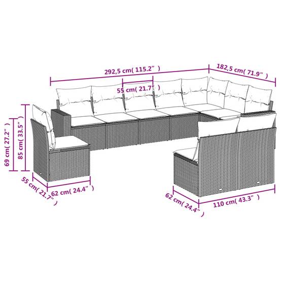 Salon de jardin bas 10 places Résine Tressée Marron avec Rangement pour Terrasse et Balcon – ComfortXL Outdoor Living - Image 3