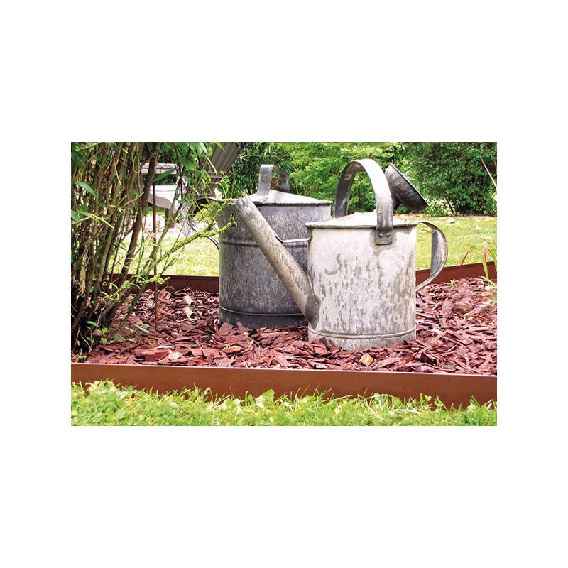 Jardinex - Kit de 3 bordures jardin acier galvanisé - 99 x 12 cm - Rouille  - Jardinex - Imagen 2