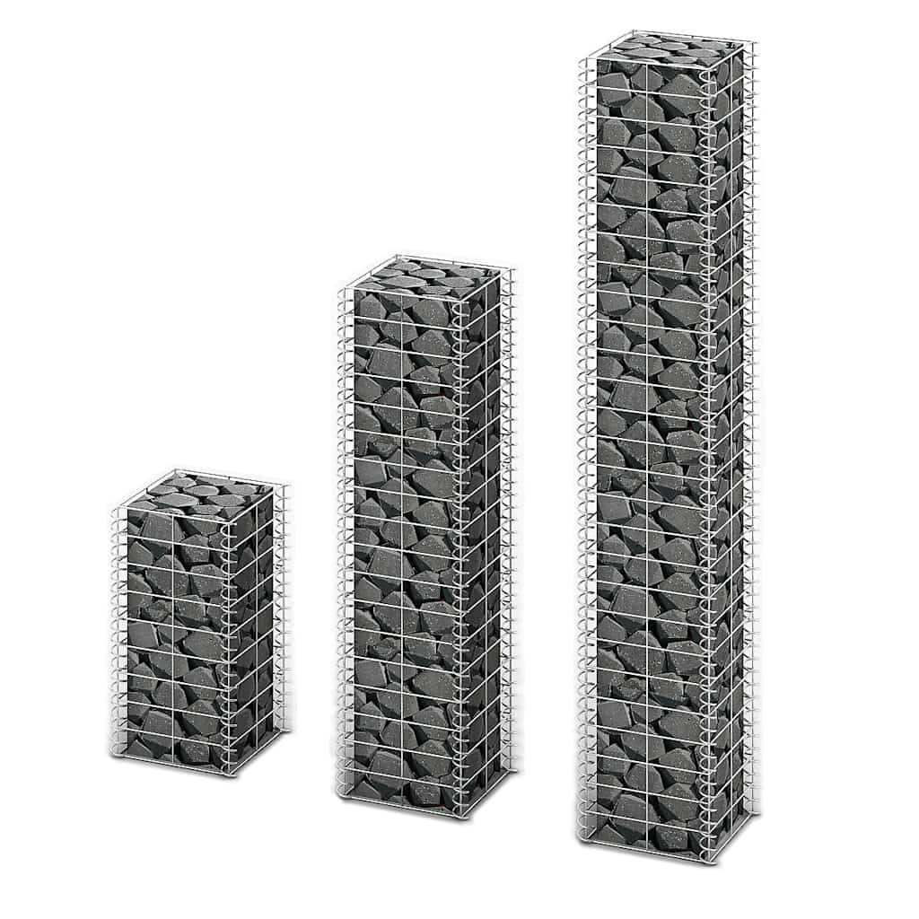 Jeu de gabion 3 pcs Fil galvanisé 25 x 25 x 50 cm, 25 x 25 x 100 cm, 25 x 25 x 150 cm - PANGIVO - Image 1