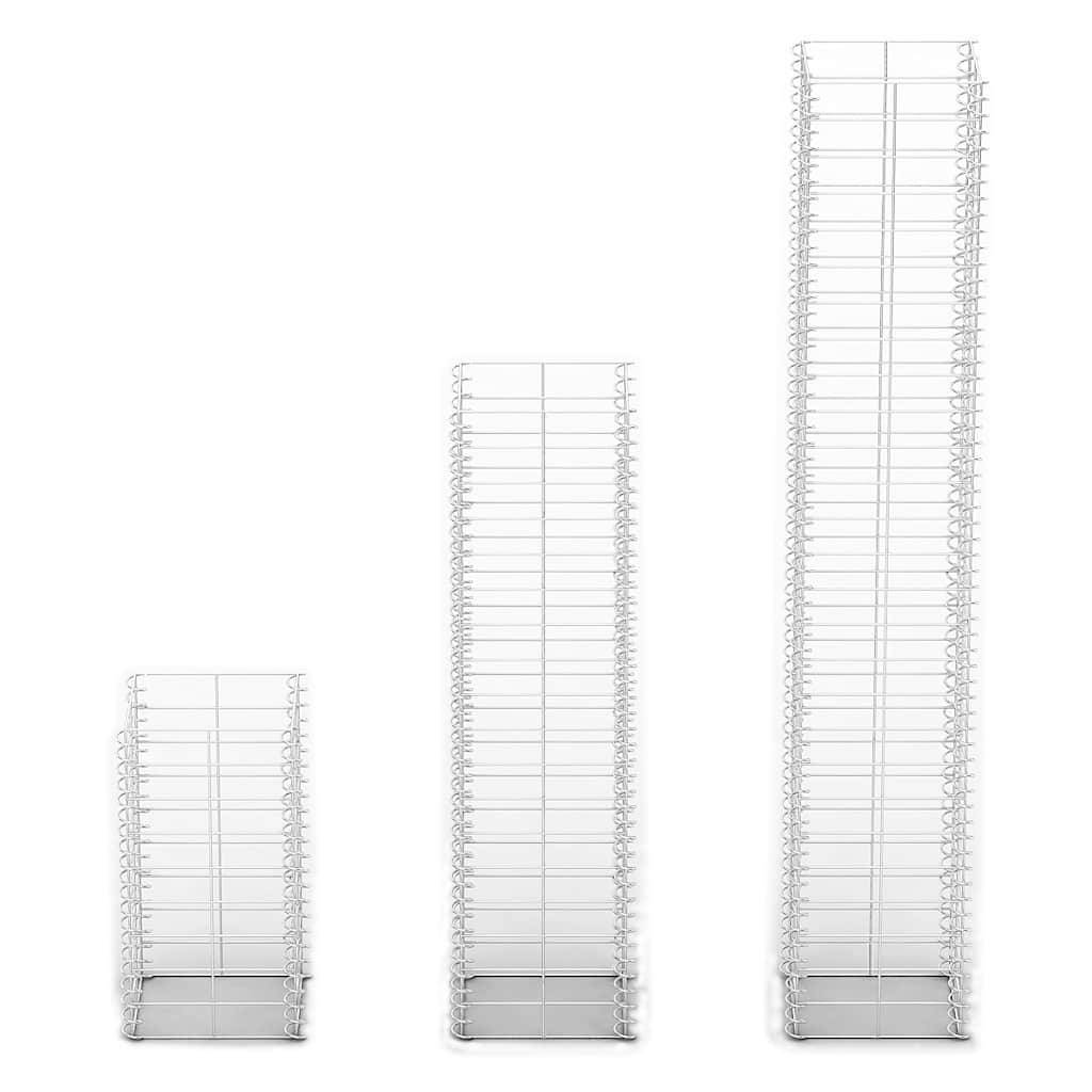 Jeu de gabion 3 pcs Fil galvanisé 25 x 25 x 50 cm, 25 x 25 x 100 cm, 25 x 25 x 150 cm - PANGIVO - Image 3