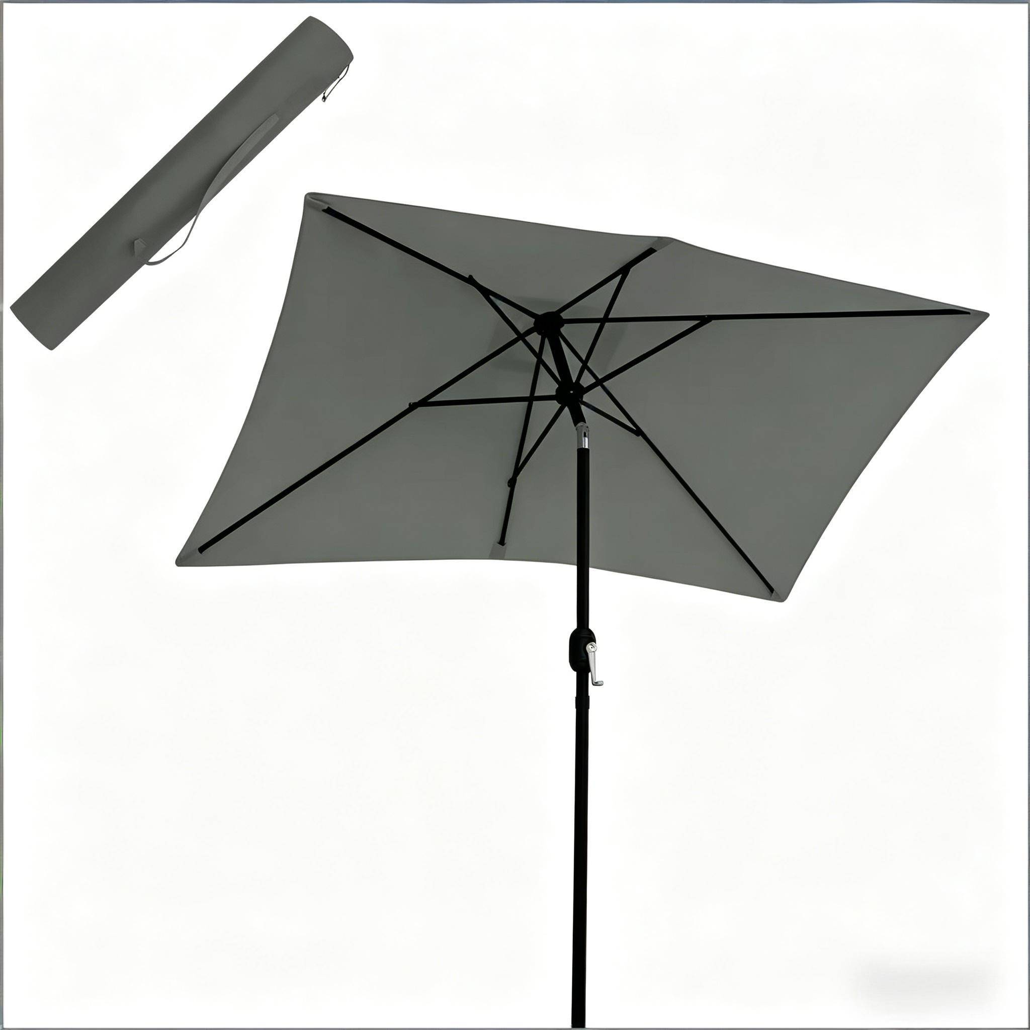 ComfortXL - Parasol de balcon rectangulaire polyester inclinable avec manivelle 206x135cm Gris Foncé - ComfortXL Outdoor Living - Image 7