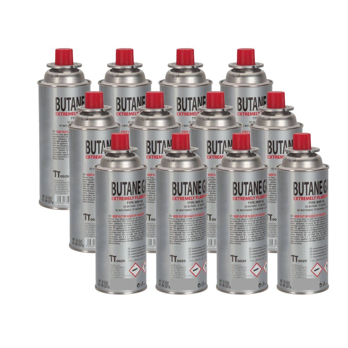 Pack 12 Cartouches à Gaz Butane 227g universelles Sécurité stop-gaz Multiproduits Réchaud, Désherbeur, Chalumeau VITO - Image 1